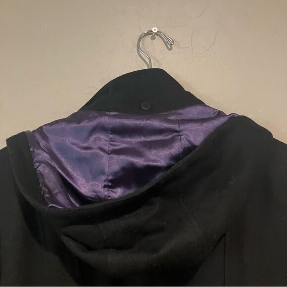 Calvin Klein Black Winter Wool Blend Coat with Removable Hood Women's Size 6 - Picture 14 of 16